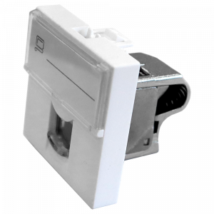 45x45 Mosaic insert, RJ-45 STP, category 6, with shutter and enlarged label field, white